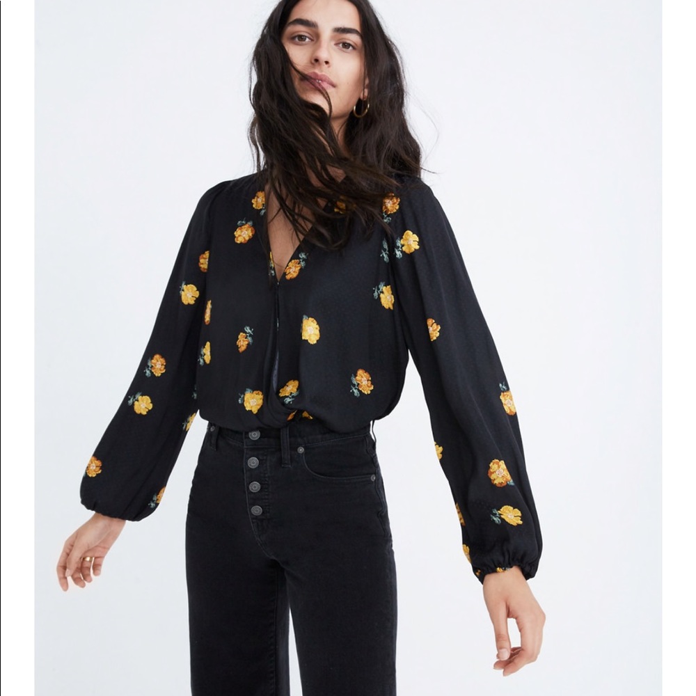 Madewell Bubble Sleeve Wrap Top XXS